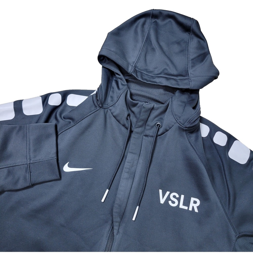Nike Therma Fit Mens Large Gray White Full Zip Hoodie Jacket Swoosh